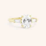 Stately Manor Oval Diamond Tapered Baguette Three Stone Engagement Ring
