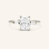 Stately Manor Radiant Cut Moissanite Tapered Baguette Three Stone Engagement Ring