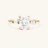 Stately Manor Oval Moissanite Tapered Baguette Three Stone Engagement Ring