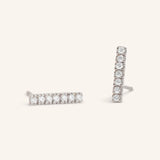 Down the Aisle Diamond Bar Stud Earrings