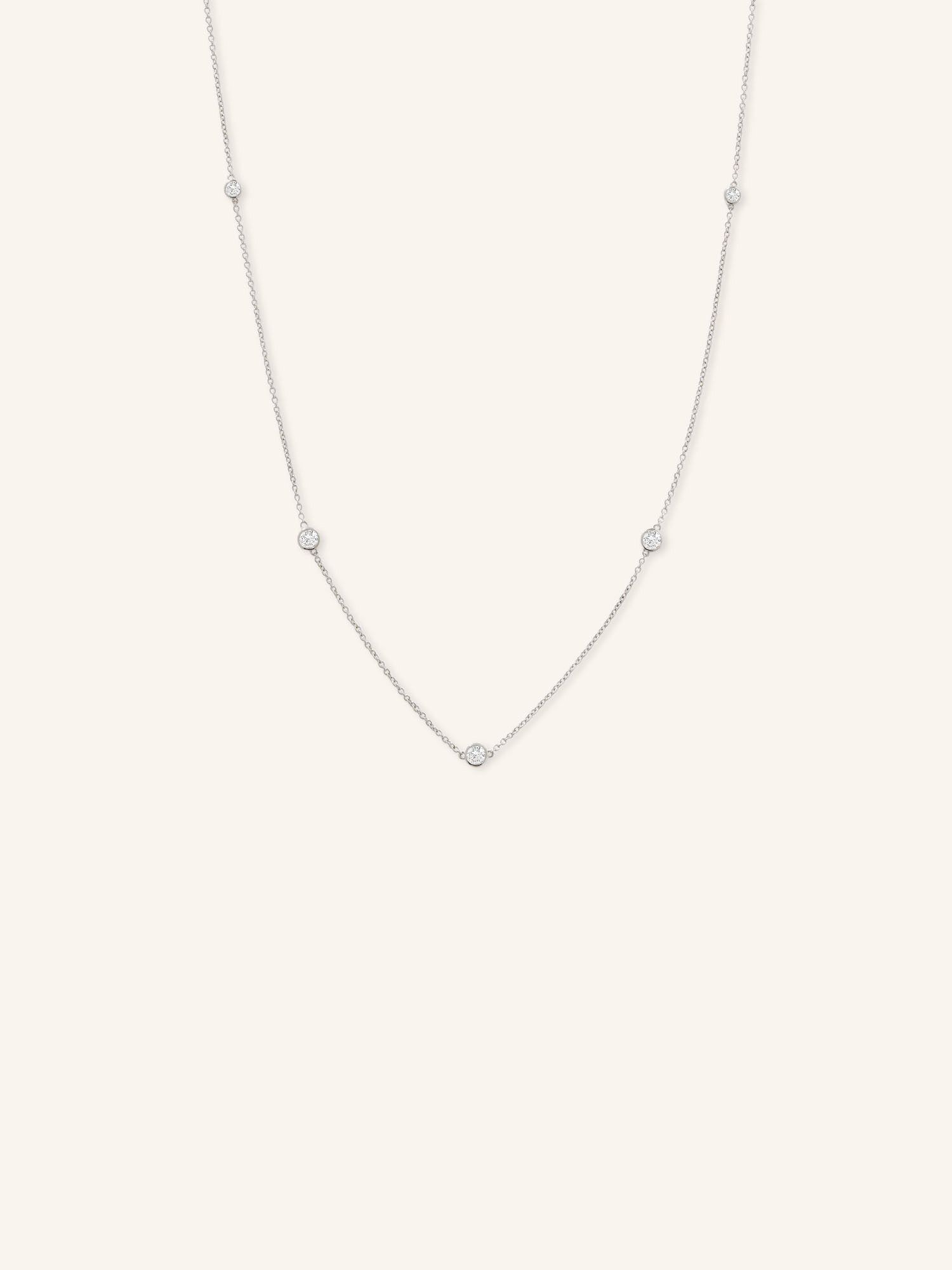 Pixley Moissanite Five Bezel Station Necklace