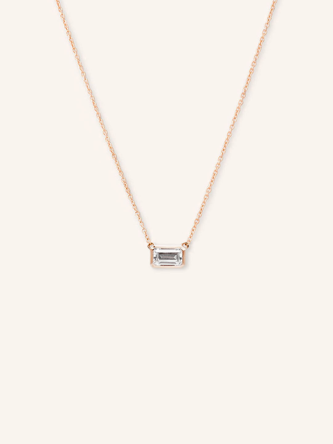 Hudson Emerald Cut Moissanite Bezel Necklace