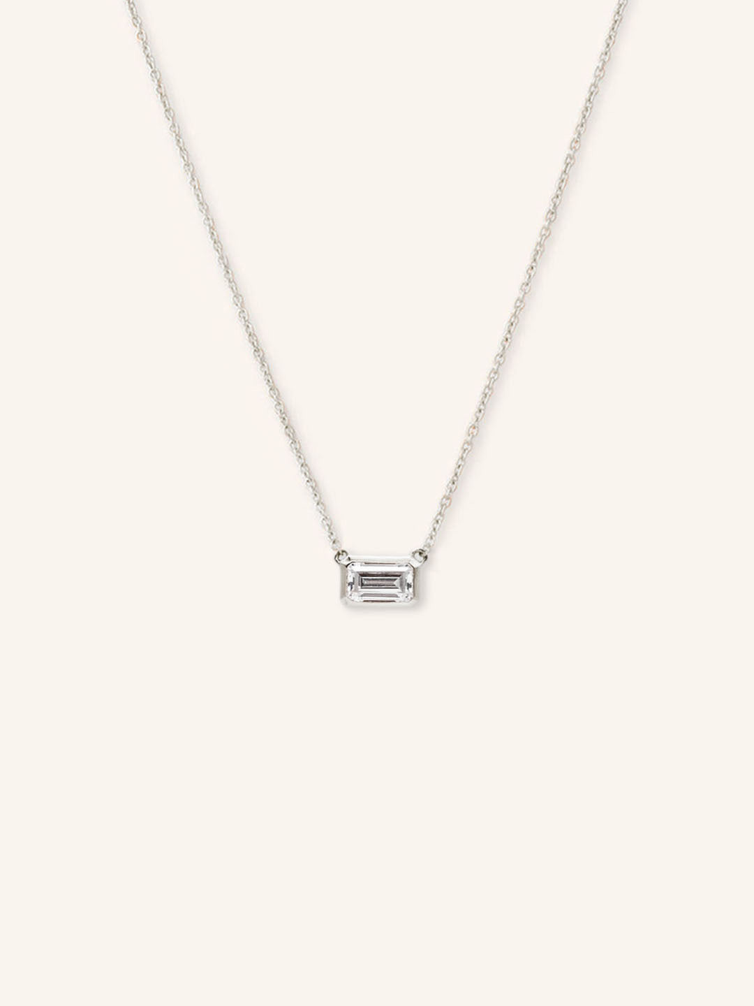 Hudson Emerald Cut Moissanite Bezel Necklace