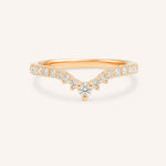 Rose Gold Roads in Paris Diamond Curved Wedding Ring front view on white background
