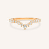 Rose Gold Roads in Paris Diamond Curved Wedding Ring front view on white background