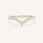 White Gold Roads in Paris Diamond Curved Wedding Ring front view on white background