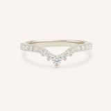 White Gold Roads in Paris Diamond Curved Wedding Ring front view on white background