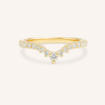 Yellow Gold Roads in Paris Diamond Curved Wedding Ring front view on white background