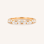 Rose gold Annalise marquise diamond cluster wedding band front view on white background