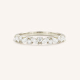 White gold Annalise marquise diamond cluster wedding band front view on white background