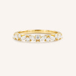 Yellow gold Annalise marquise diamond cluster wedding band front view on white background