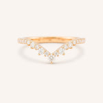 Rose gold Lily Luxe diamond wedding band front view on white background