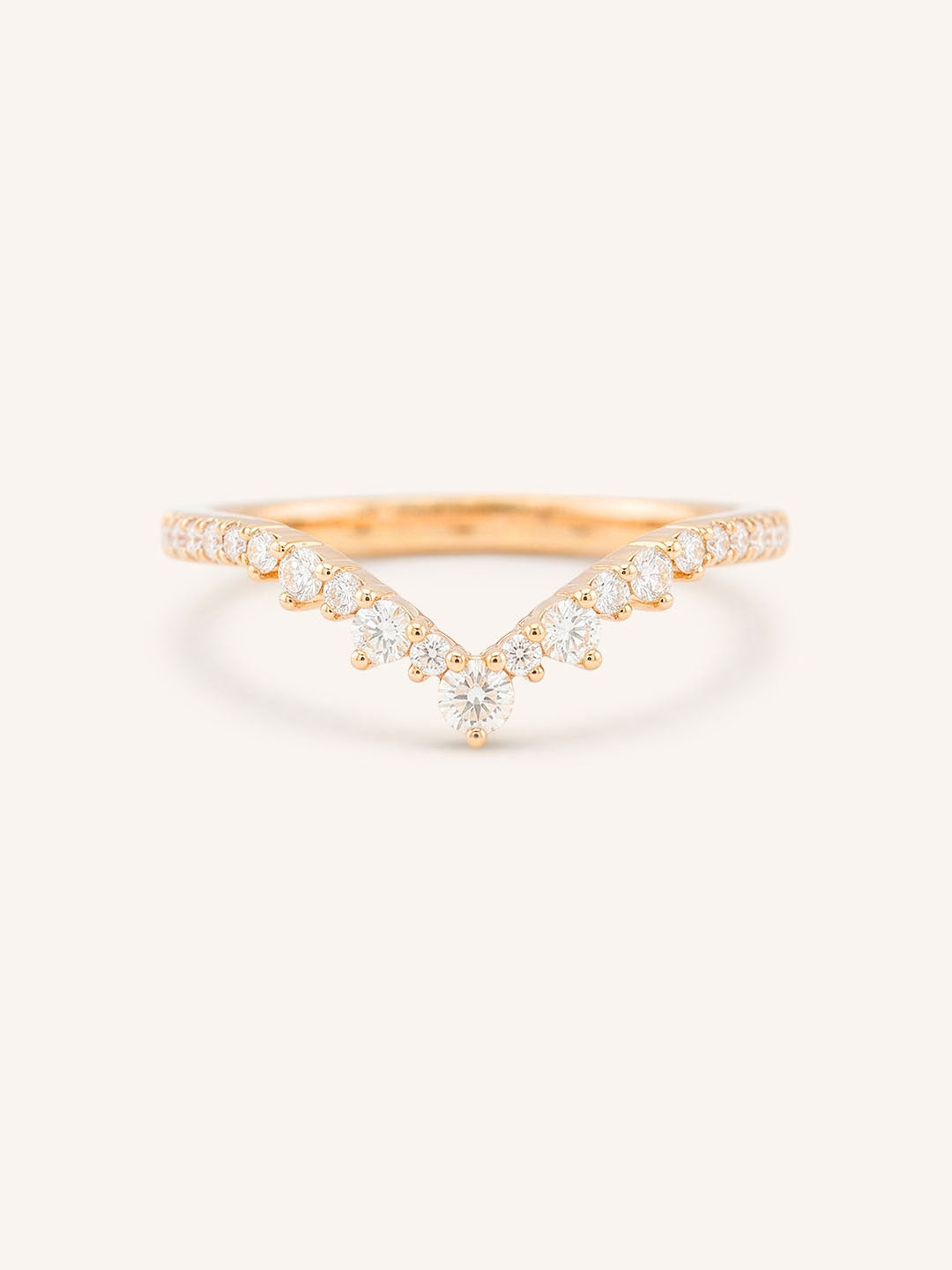 Rose gold Lily Luxe diamond wedding band front view on white background
