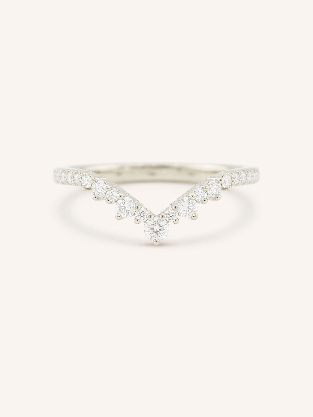 White gold Lily Luxe diamond wedding band front view on white background