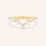 Yellow gold Lily Luxe diamond wedding band front view on white background