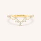 Yellow gold Lily Luxe diamond wedding band front view on white background
