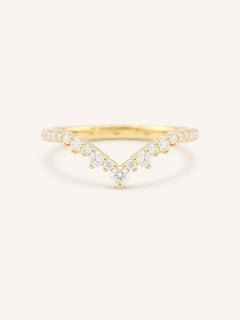 Yellow gold Lily Luxe diamond wedding band front view on white background