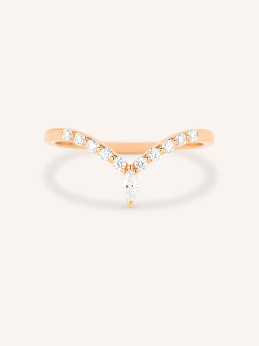 Bias Marquise and Round Chevron Diamond Wedding Band