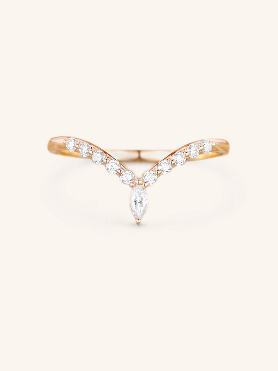 Bias Marquise and Round Chevron Diamond Wedding Band