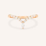 Rose Gold Bias Marquise and Round Chevron Diamond Wedding Band front view on white background