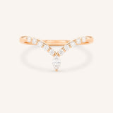 Rose Gold Bias Marquise and Round Chevron Diamond Wedding Band front view on white background