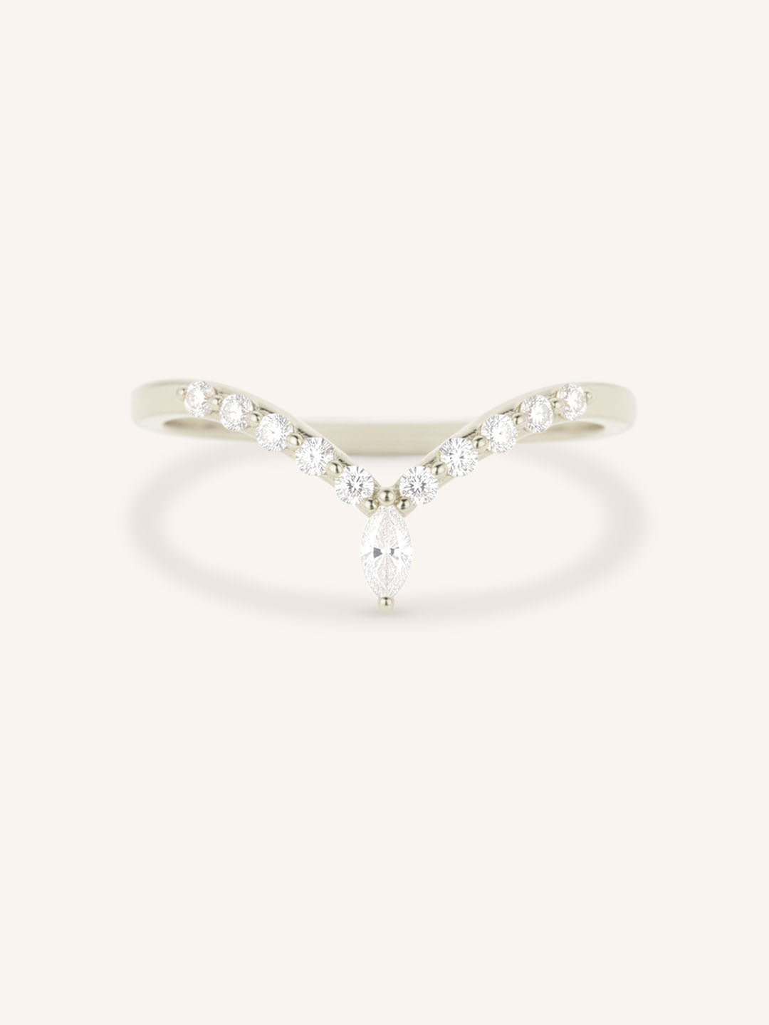 Bias Marquise and Round Chevron Diamond Wedding Band