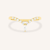 Bias Marquise and Round Chevron Diamond Wedding Band