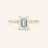 Hidden Halo Emerald Moissanite Engagement Ring
