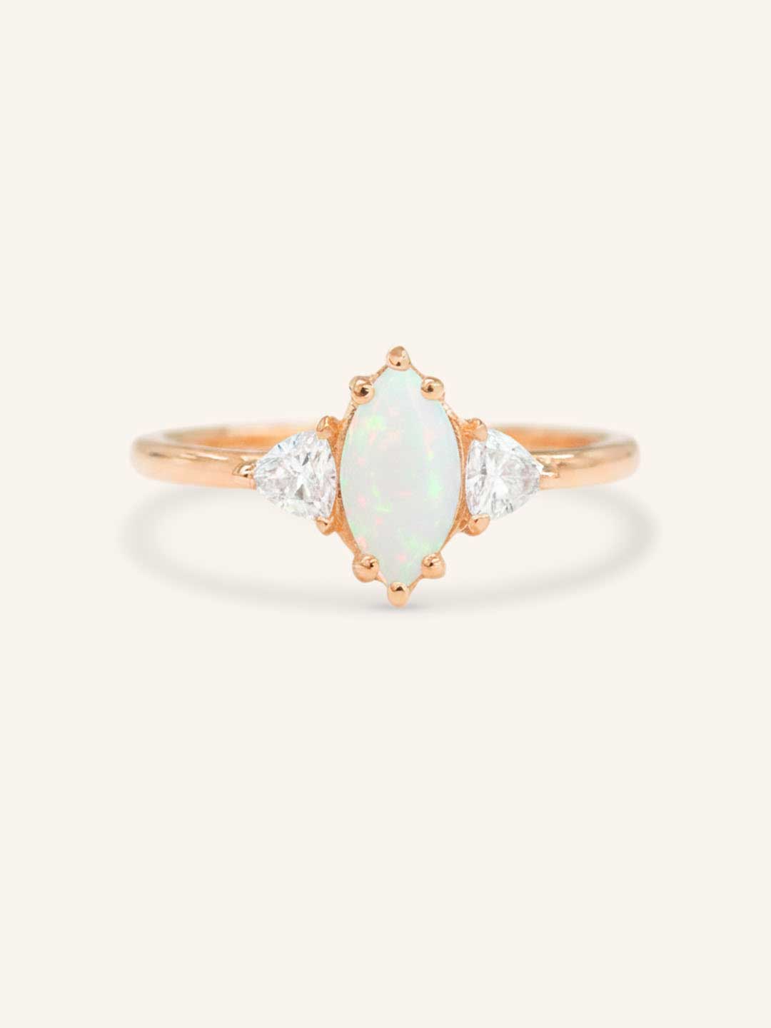 Cassidy Marquise Opal and Trillion Diamond Engagement Ring