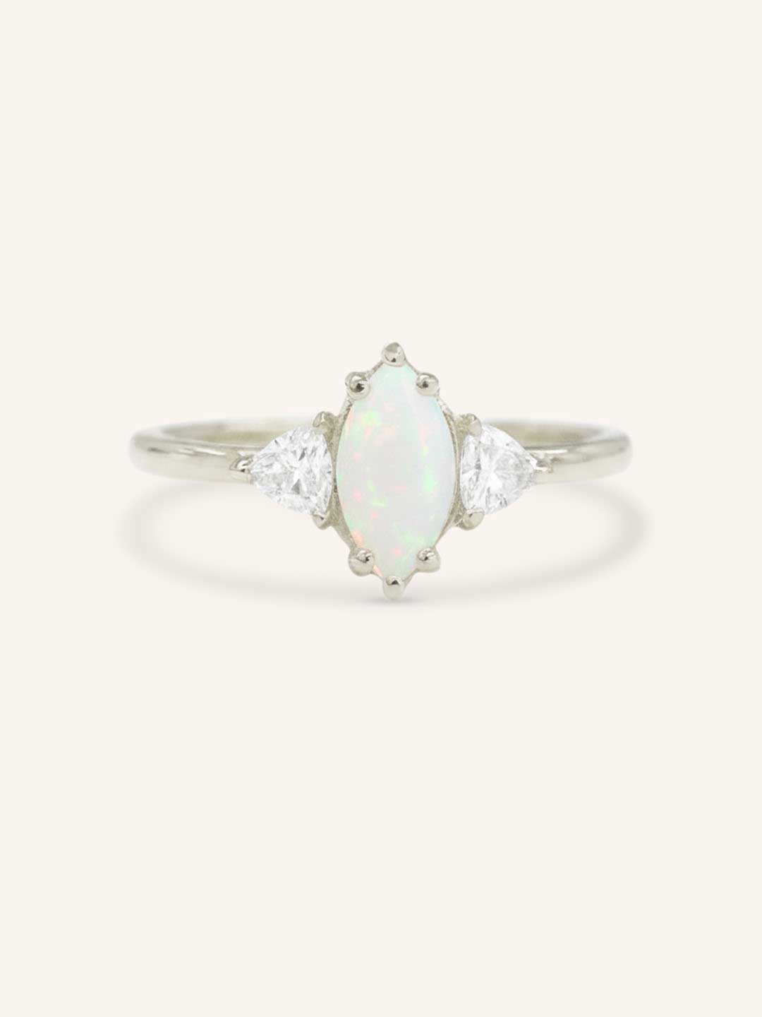 Cassidy Marquise Opal and Trillion Diamond Engagement Ring