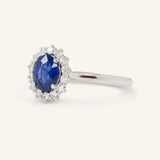 Turning Oak Blue Sapphire Diamond Engagement Ring