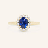 Turning Oak Blue Sapphire Diamond Engagement Ring