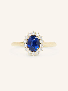 Turning Oak Blue Sapphire Diamond Engagement Ring