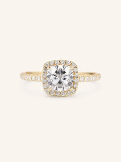 Brocade Halo Cushion Moissanite Engagement Ring