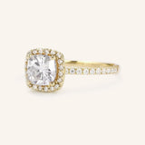 Brocade Halo Cushion Moissanite Engagement Ring