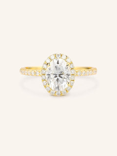 Brocade Halo Oval Moissanite Engagement Ring