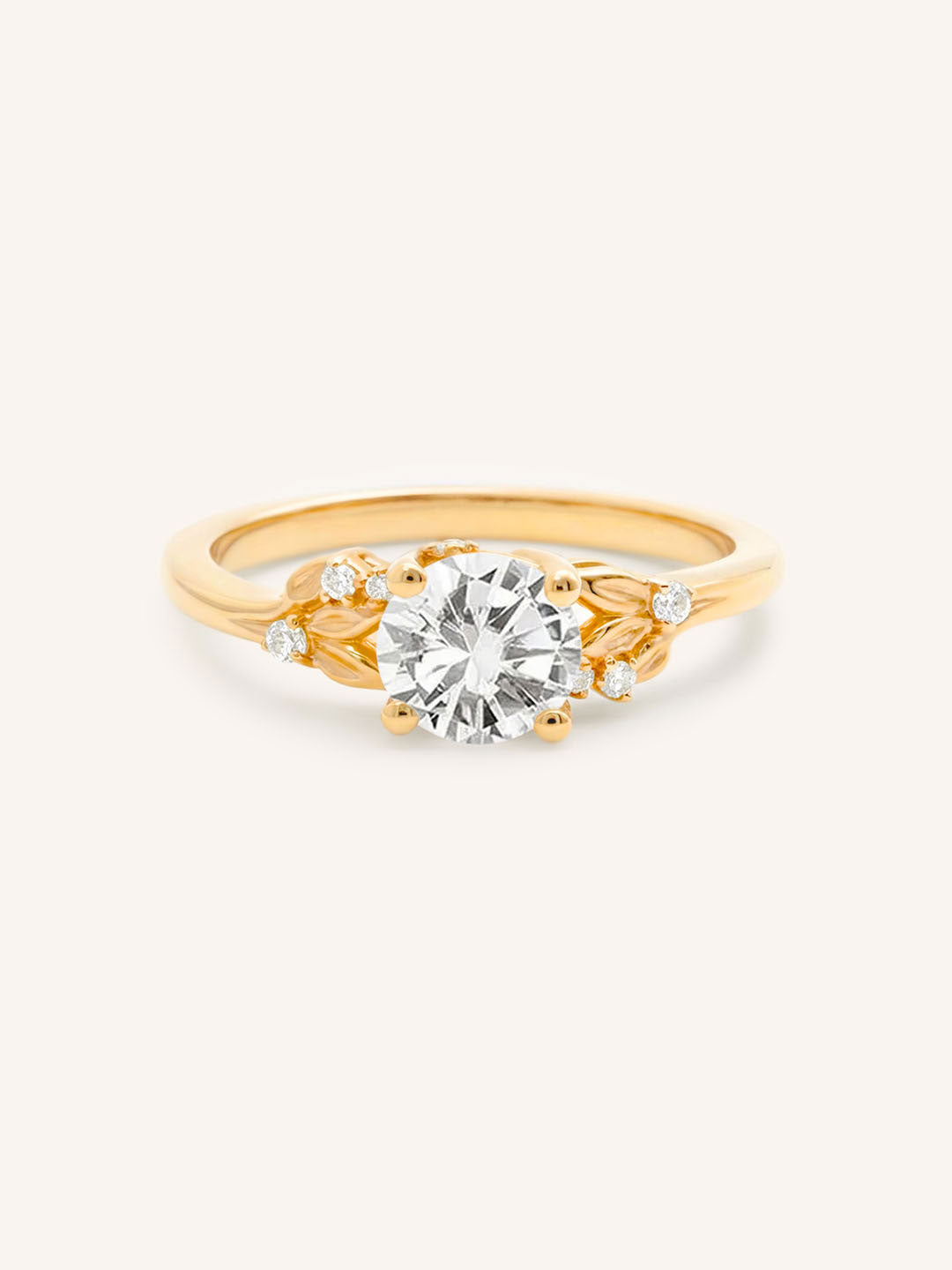 Floral Round Diamond Engagement Ring