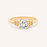 Floral Round Diamond Engagement Ring