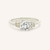 Floral Round Diamond Engagement Ring