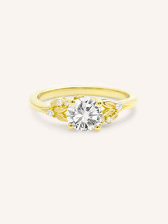 Floral Round Diamond Engagement Ring