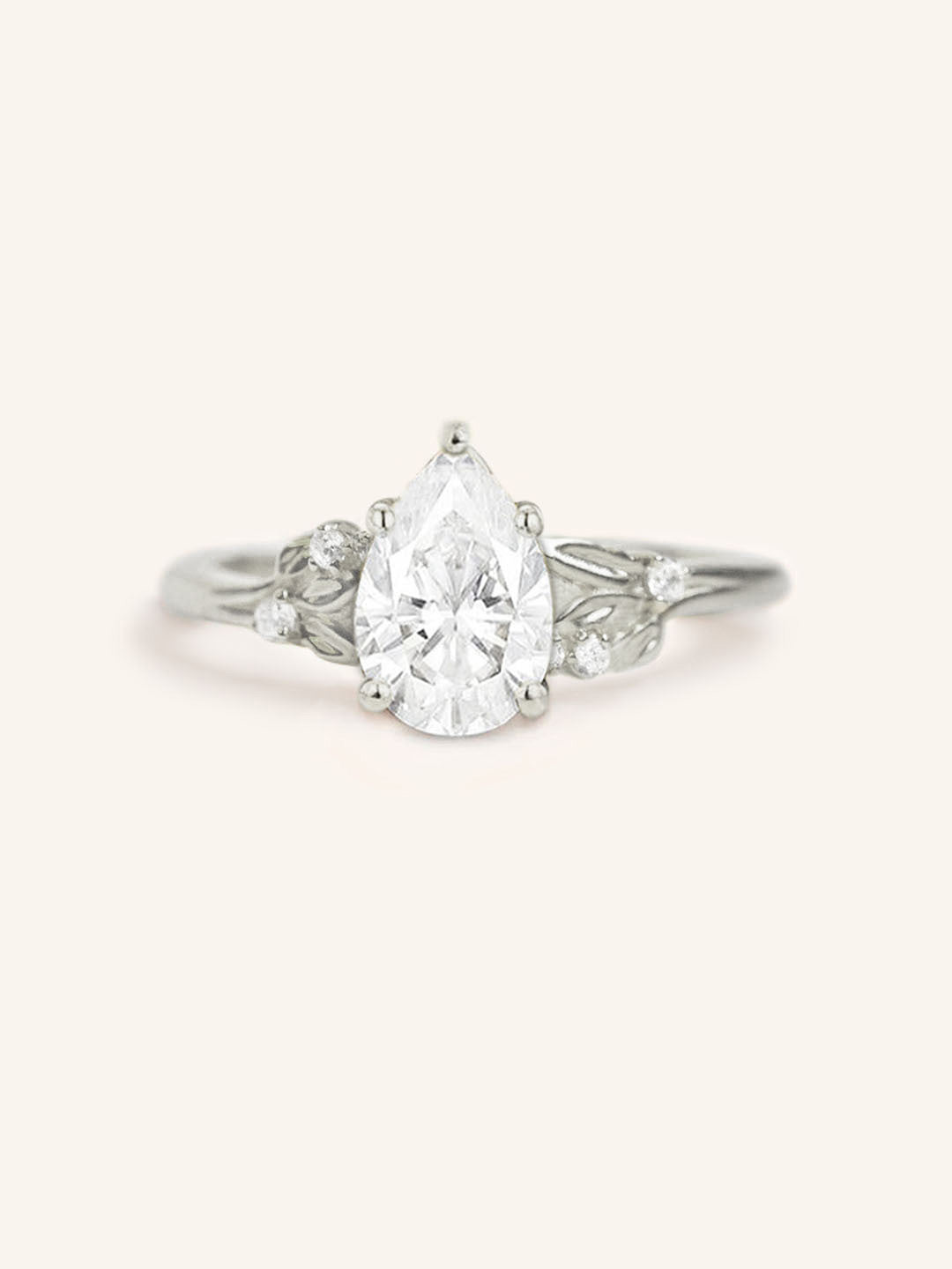Floral Pear Moissanite Diamond Engagement Ring
