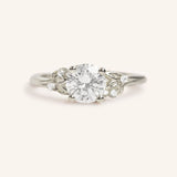 Floral Round Diamond Engagement Ring