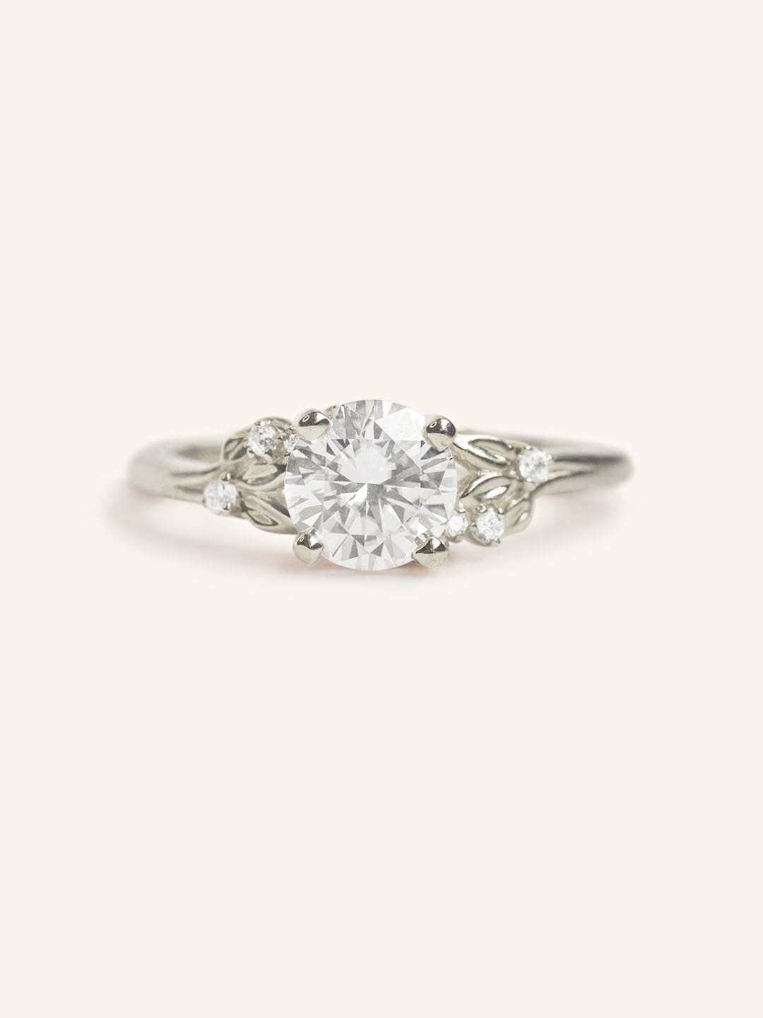 Floral Round Diamond Engagement Ring