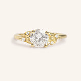 Floral Round Diamond Engagement Ring