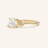 Floral Round Diamond Engagement Ring