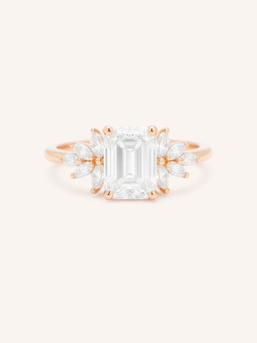 Emme Emerald Cut Diamond Cluster Engagement Ring