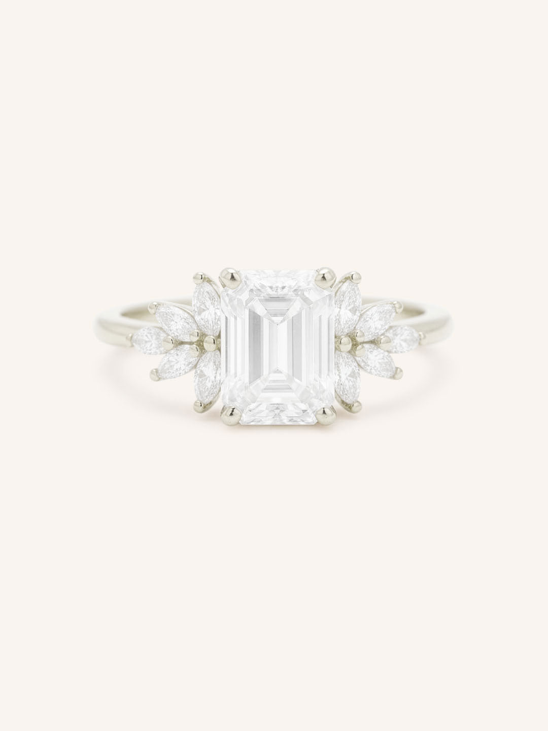 Emme Emerald Cut Diamond Cluster Engagement Ring