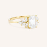Emme Emerald Cut Moissanite Cluster Engagement Ring