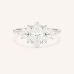 White gold Emme marquise diamond cluster engagement ring front view on white background
