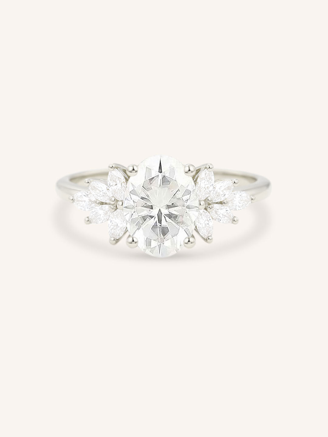 Emme Oval Diamond Cluster Engagement Ring